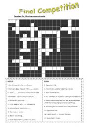 English worksheet: crossword