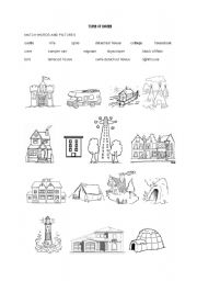 English Worksheet: An exercise on types of houses