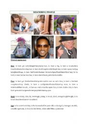 English Worksheet: DESCRIBING PEOPLE
