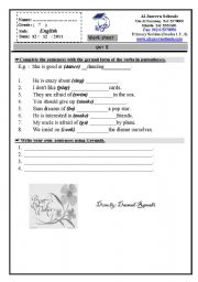 English worksheet: Gerund