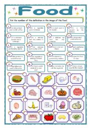 English Worksheet: Food