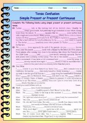 English Worksheet: Tense Confusion Simple Present or Present Continuous - 1