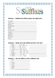 English Worksheet: Suffixes worksheet