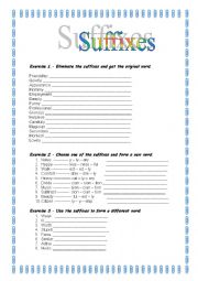 English Worksheet: Suffixes worksheet