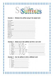 Suffixes worksheet