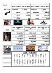 English Worksheet: At The Movies 