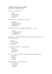 English worksheet: 3. PHRASAL VERBS Get, Go, Give, Hold
