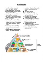 English Worksheet: healthy diet