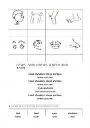 English Worksheet: Head, shoulders, knees and toes