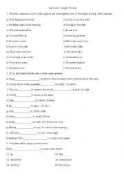 English worksheet: simple present activities