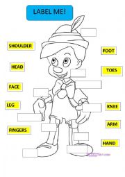 English Worksheet: LABEL ME PINOCCHIO