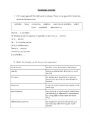 English worksheet: Addiction - very helpful vocabulary exercise