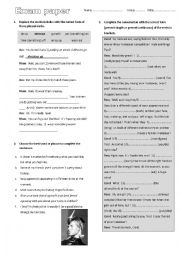 English Worksheet: Exam Paper B1+