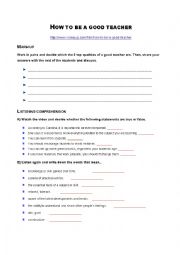 English Worksheet: How to be a good teacher. Video (listening comprehension)