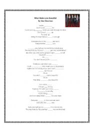 What Makes You Beautiful By One Direction Esl Worksheet By Sophie100