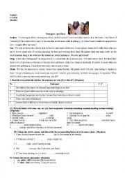 English Worksheet: Testing - reading comprehension and grammar