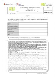 English Worksheet: Test on the short story 