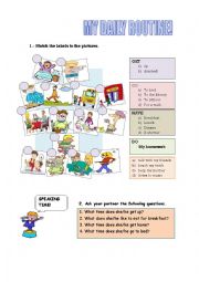 English Worksheet: My daily routine