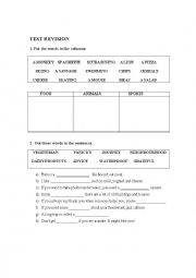 English worksheet: TEST REVISION (PAST SIMPLE) 