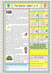 English Worksheet: The Easter rabbit is ill (KEY included)