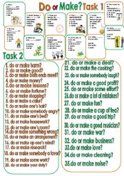 English Worksheet: Do or Make? Consolidation exercises.