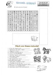 English worksheet: Wordsearch - Animals