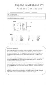 English worksheet: Present Continuous