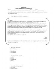 English Worksheet: reading comprehension