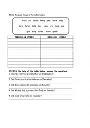 English worksheet: EXERCISING THE PAST SIMPLE TENSE