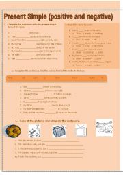 English Worksheet: Present Simple (positive and negative)