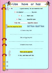 English Worksheet: have- has