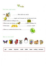 English worksheet: Words & Sentences