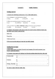 English Worksheet: Lesson 22: Family Matters (First Year Tunisian Students)