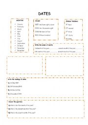 English Worksheet: dates