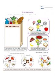 English Worksheet: At the supermarket