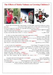 English Worksheet: The Effects of Media Violence on Growing Children 3