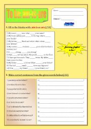 English Worksheet: verb TO BE