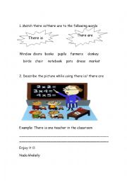 English worksheet: There is  there are