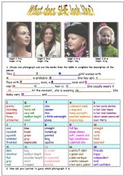 English Worksheet: What does she look like?