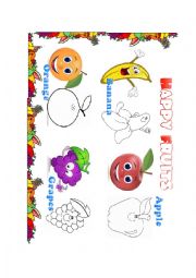 English Worksheet: Happy fruits