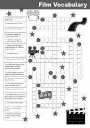 English Worksheet: Film Vocabulary Crossword