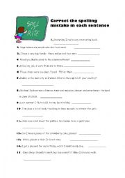 English Worksheet: Correct the spelling