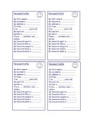 English Worksheet: personal profile