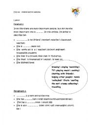English worksheet: Review before exam on writing about a person and ideal school