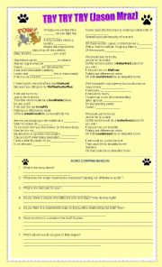 English Worksheet: TRY TRY TRY (Jason Mraz)