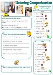 English Worksheet: Making a Shopping List - Listening Comprehension