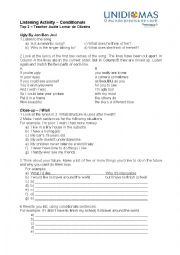 English Worksheet: Listening activity Conditionals SONG Ugly Jon Bon Jovi