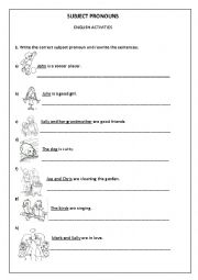 English Worksheet: Subject pronouns