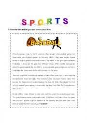 English Worksheet: SPORT