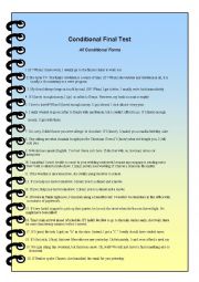 English Worksheet: conditionals final test